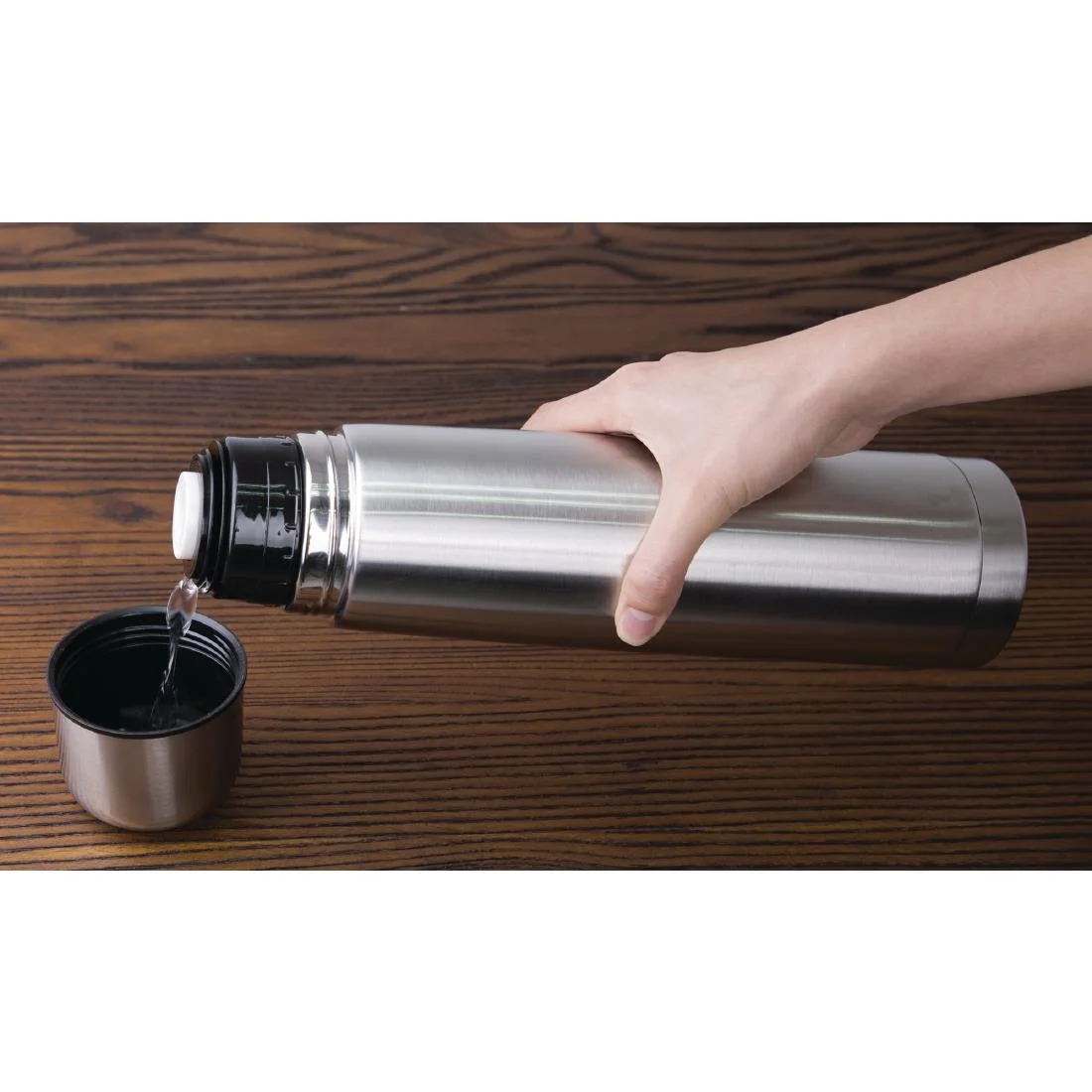 Olympia Vacuum Flask Stainless Steel 1Ltr - Image 6