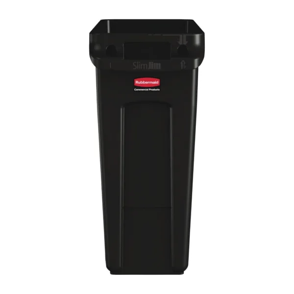 Rubbermaid Slim Jim Container with Venting Channels Black 60Ltr