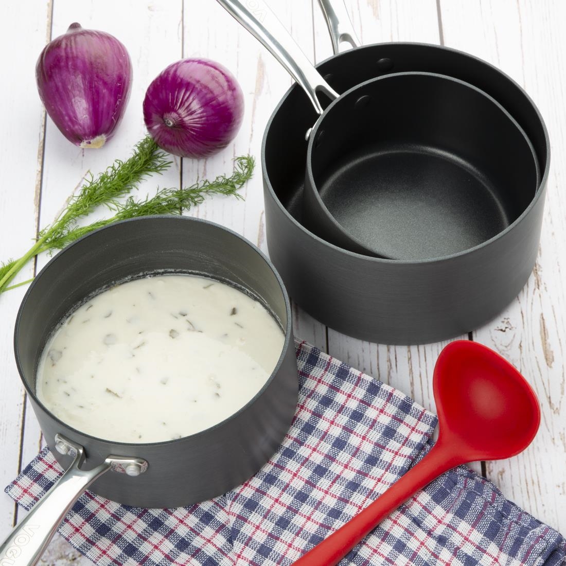 Vogue Annodised Aluminium Non Stick Sauce Pan 160mm