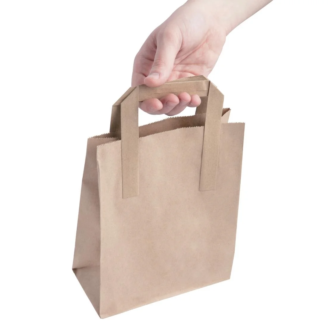 Fiesta Recyclable Flat Handle Paper Bags Brown (250 Pack) - Image 5