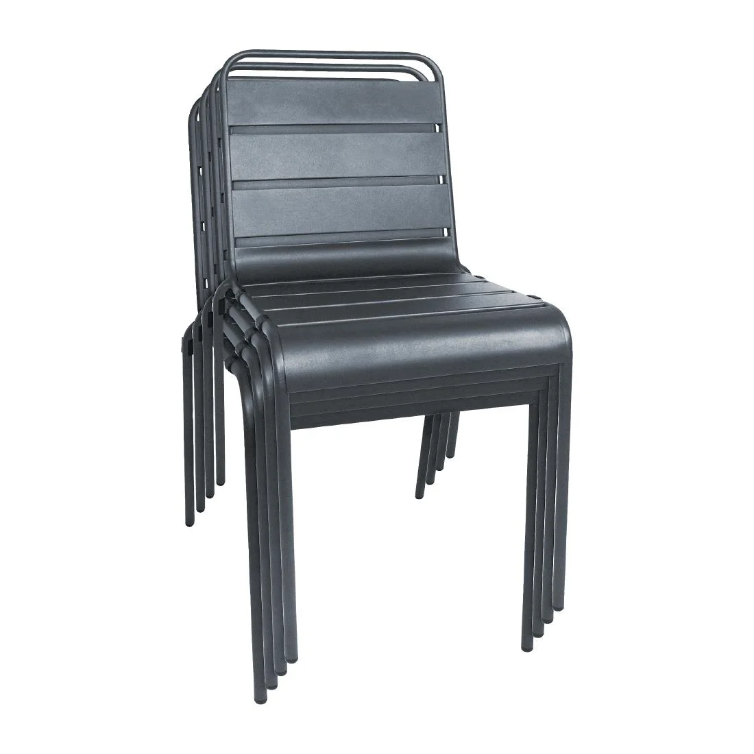 Bolero Slatted Steel Side Chairs Grey (Pack of 4) - Image 7