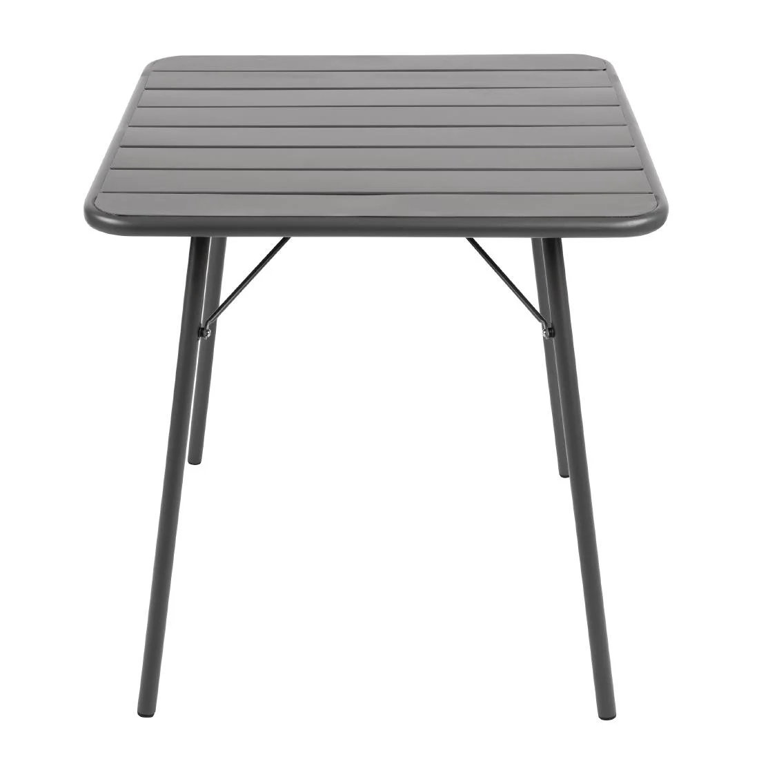 Bolero Slatted Square Steel Table Grey 700mm - Image 4