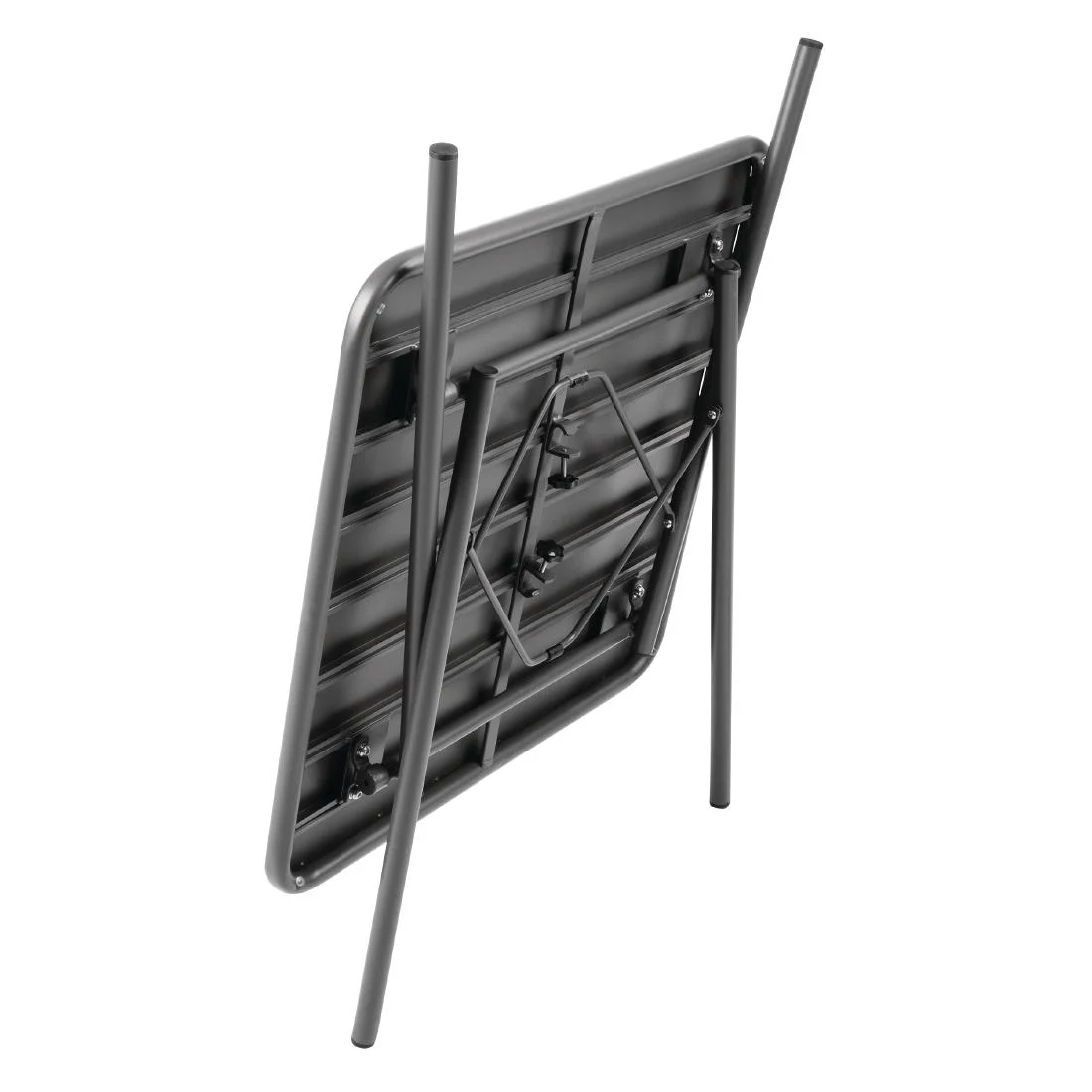 Bolero Slatted Square Steel Table Grey 700mm - Image 6