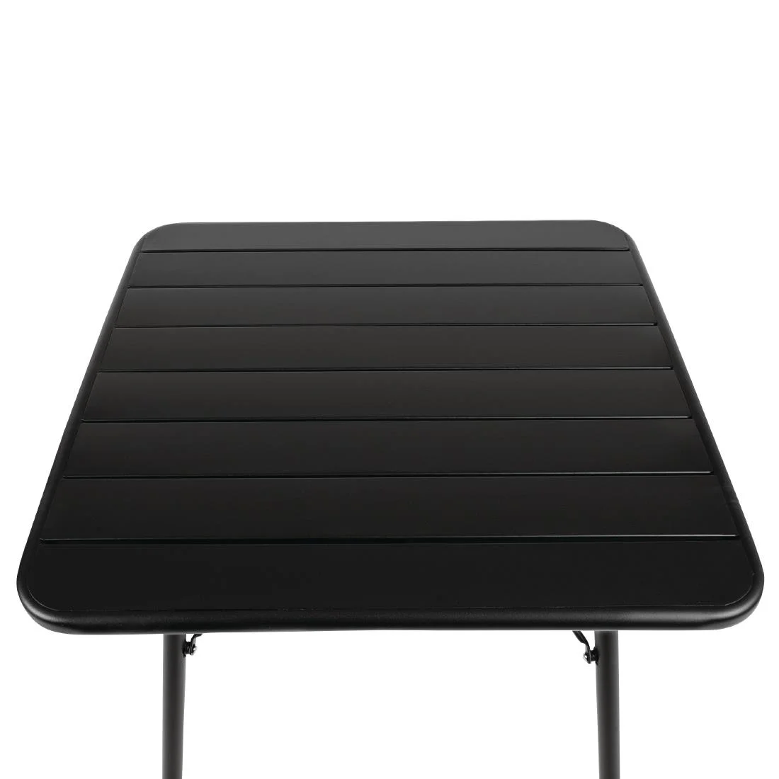 Bolero Slatted Square Steel Table Black 700mm - Image 3