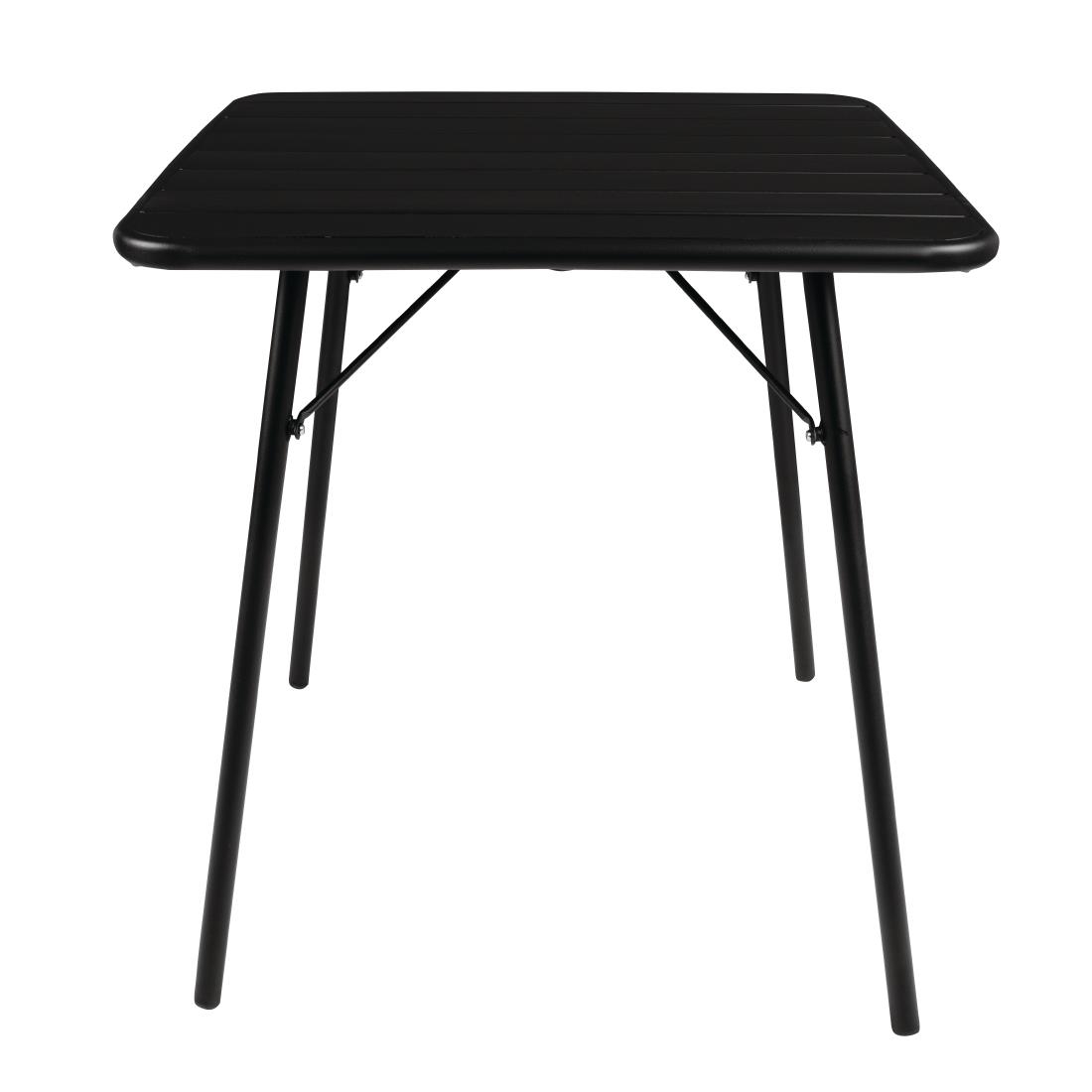 Bolero Slatted Square Steel Table Black 700mm