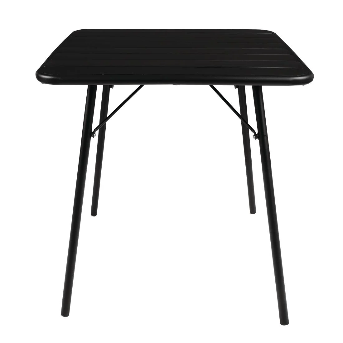 Bolero Slatted Square Steel Table Black 700mm - Image 4