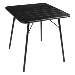 Bolero Slatted Square Steel Table Black 700mm
