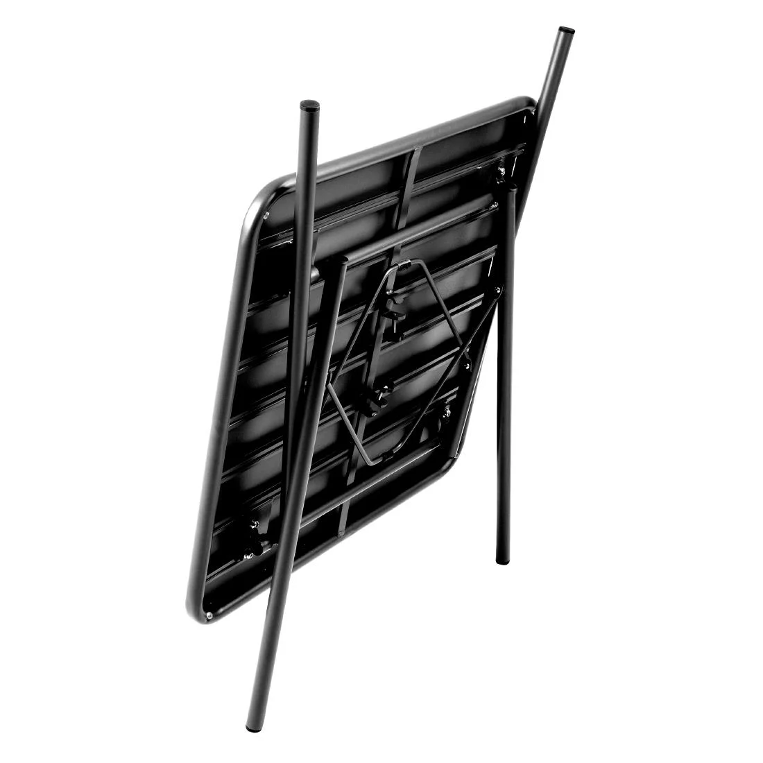 Bolero Slatted Square Steel Table Black 700mm - Image 5