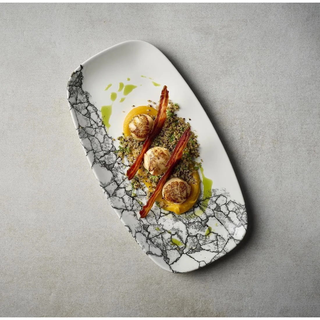 Churchill Kintsugi Accents Chefs Oblong Plates Quartz Black 298x153mm (12 Pack) - Image 6