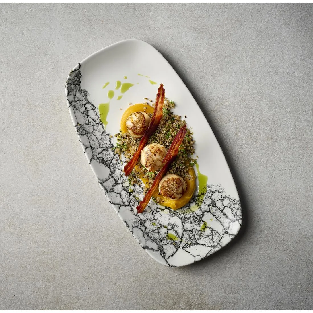Churchill Kintsugi Accents Chefs Oblong Plates Quartz Black 355x189mm (6 Pack) - Image 7