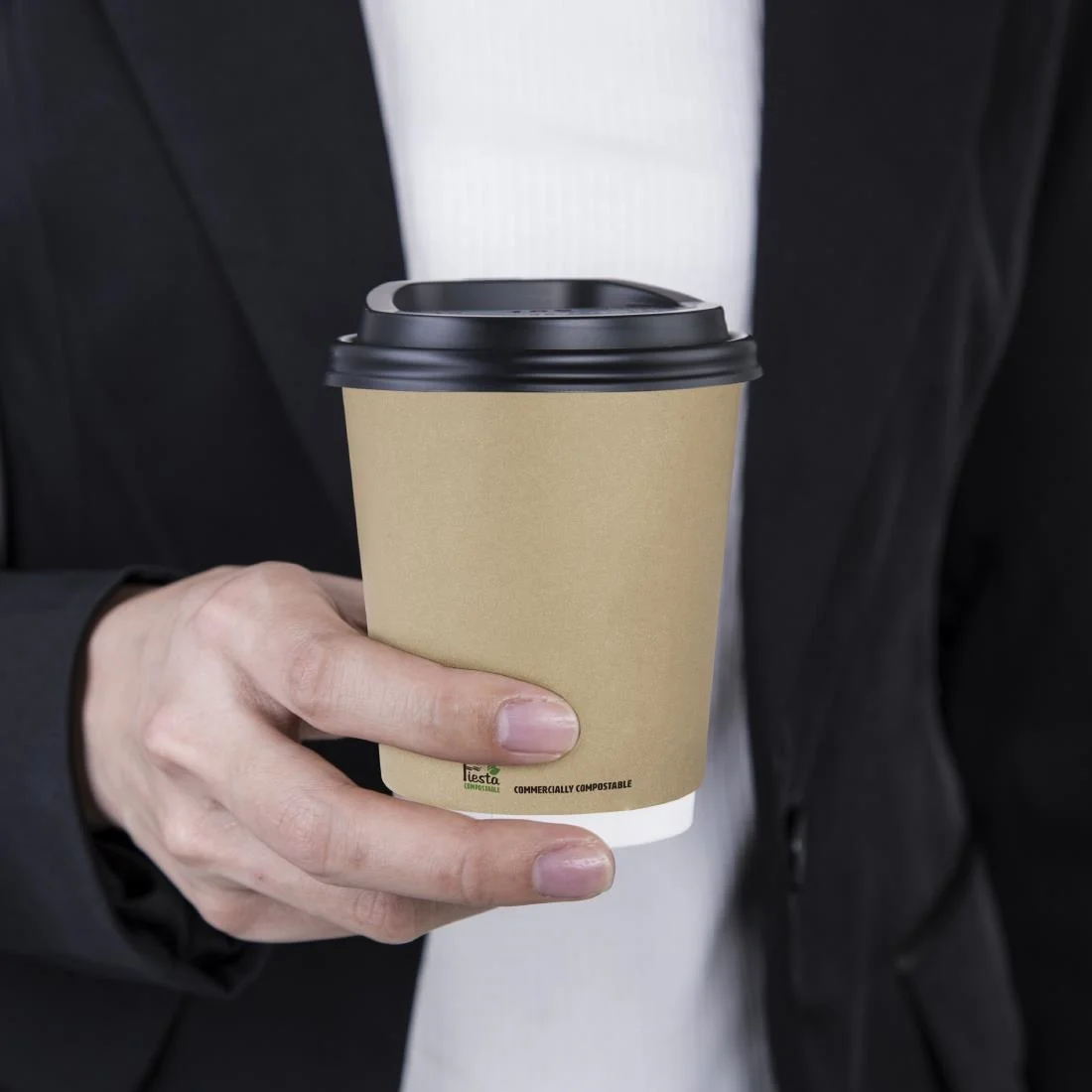 Fiesta Compostable Coffee Cups Double Wall 227ml / 8oz (Pack of 500) - Image 5
