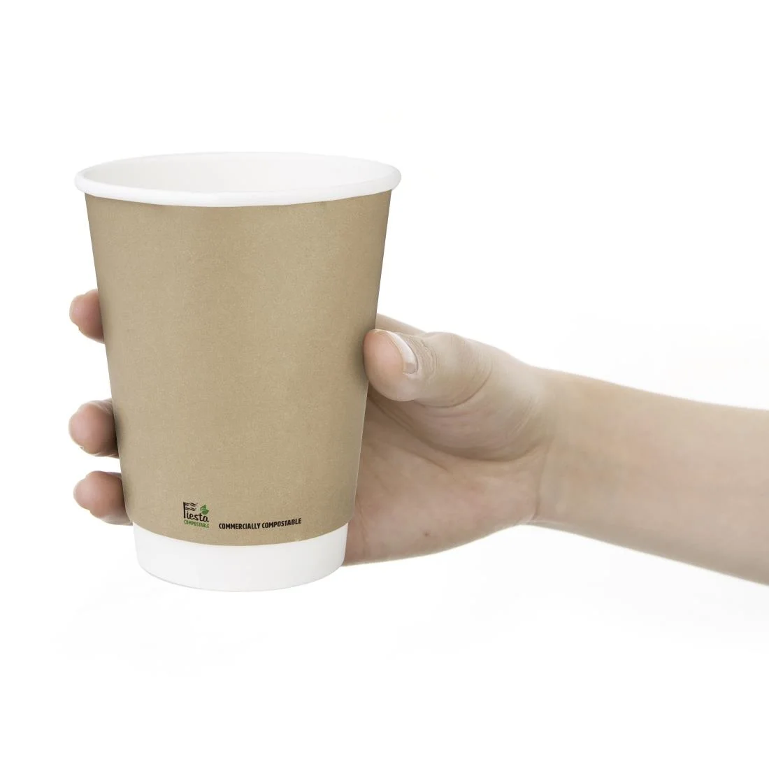Fiesta Compostable Coffee Cups Double Wall 340ml (Pack of 25) - Image 3