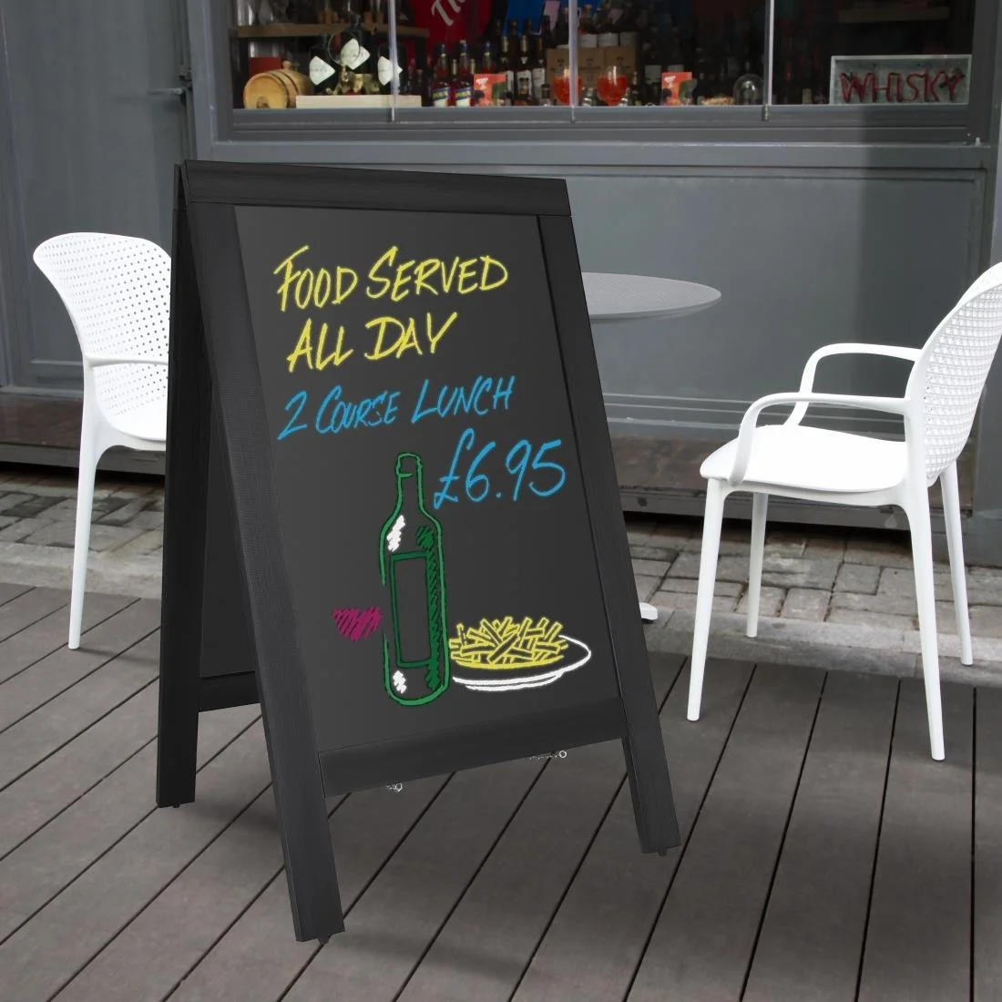 Olympia Pavement Board Black Wooden Frame 700x1200mm - Image 6