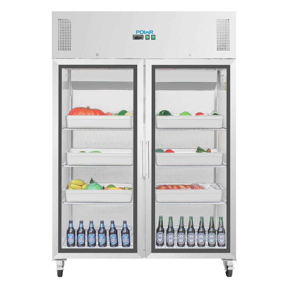 Polar Upright Double Glass Door Gastro Refrigerator 1200Ltr
