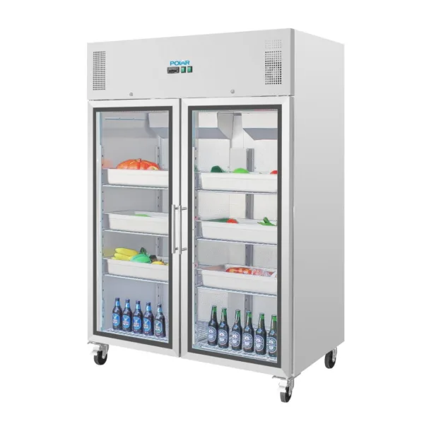 Polar Upright Double Glass Door Gastro Refrigerator 1200Ltr