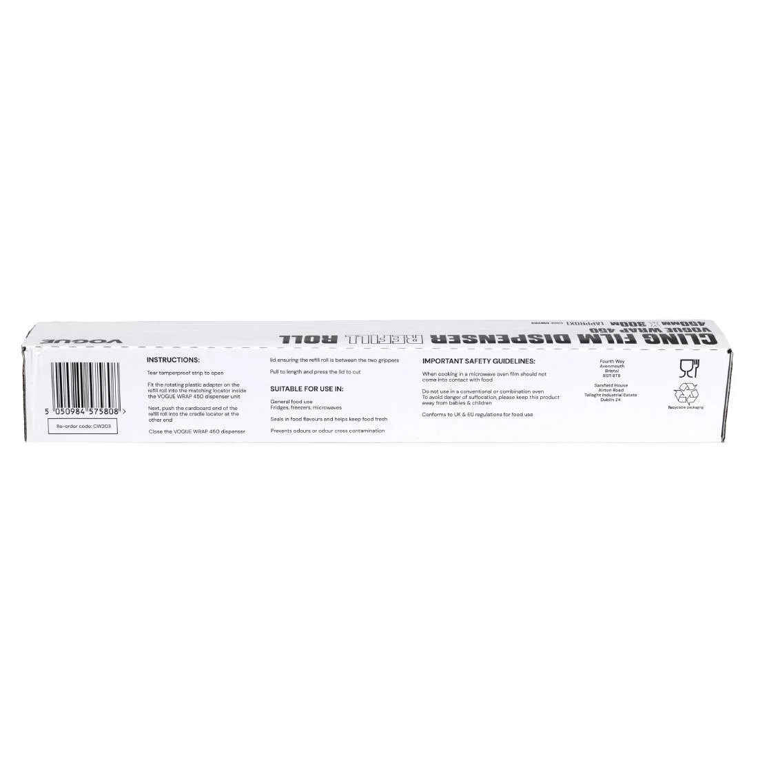 Vogue Cling Film 300m fits Wrap450 Dispenser (Pack of 3) - Image 3