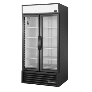 True 2 Glass Door 991L Upright Display Fridge Black GDM-35-HC-LD-B