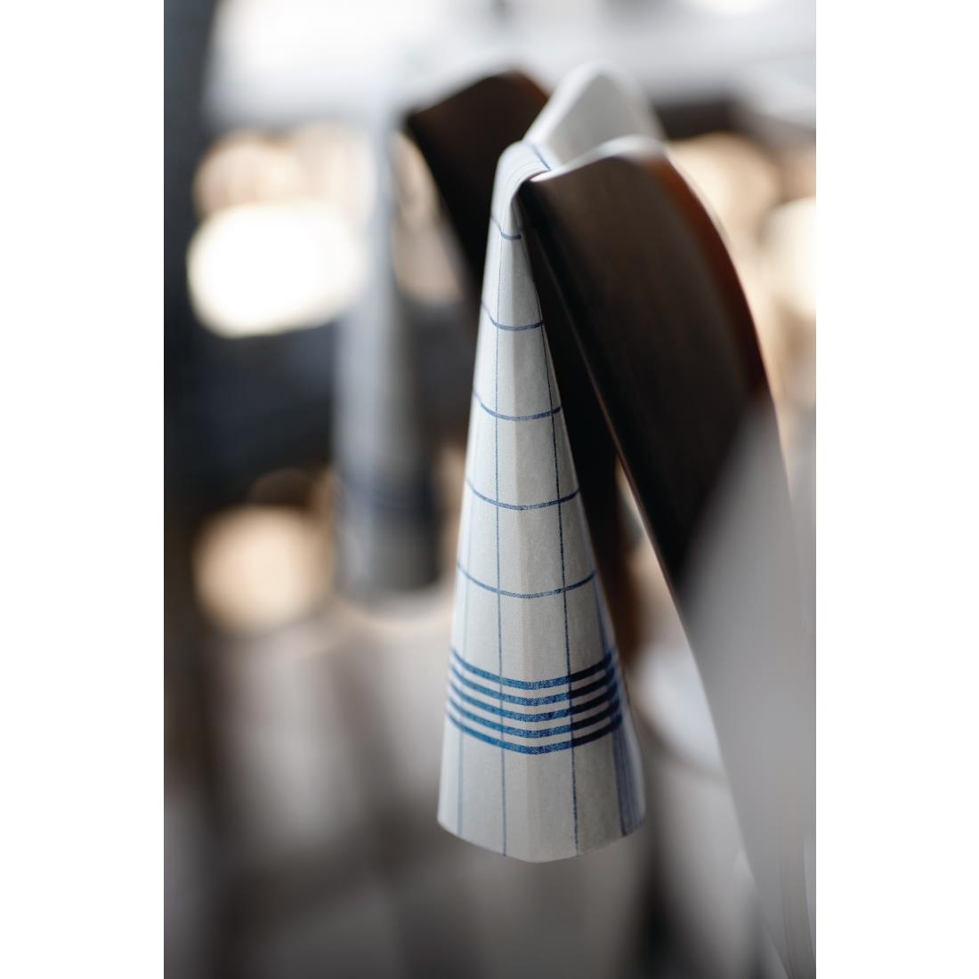 Duni Bistro Towel Napkin 38x54cm in Blue Check on White (Pack of 250)