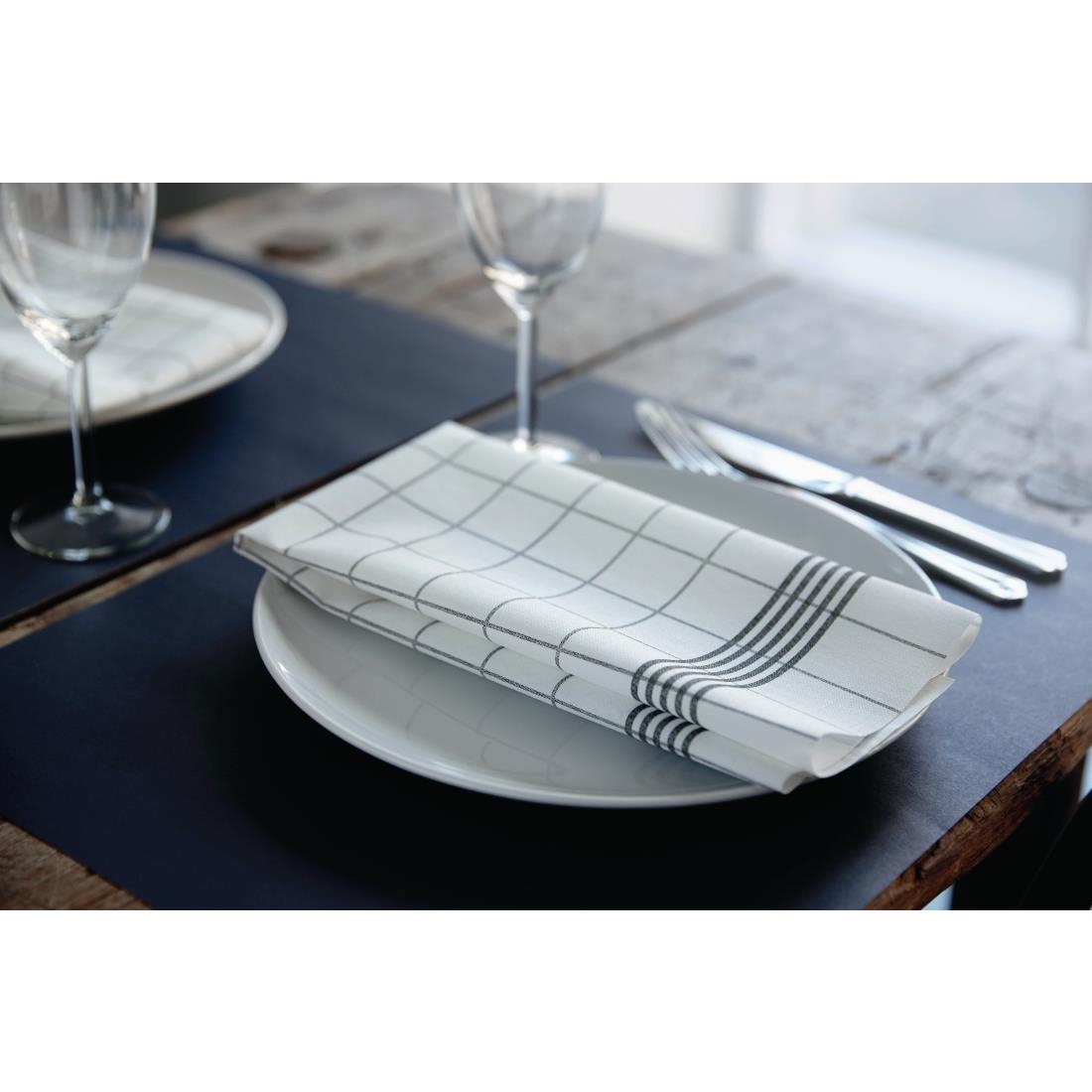 Duni Bistro Towel Napkin 38x54cm in Granite Grey Check on White (Pack 250)