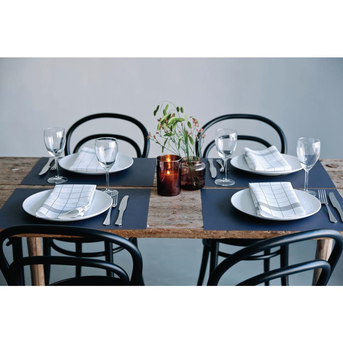 Duni Bistro Towel Napkin 38x54cm in Granite Grey Check on White (Pack 250)