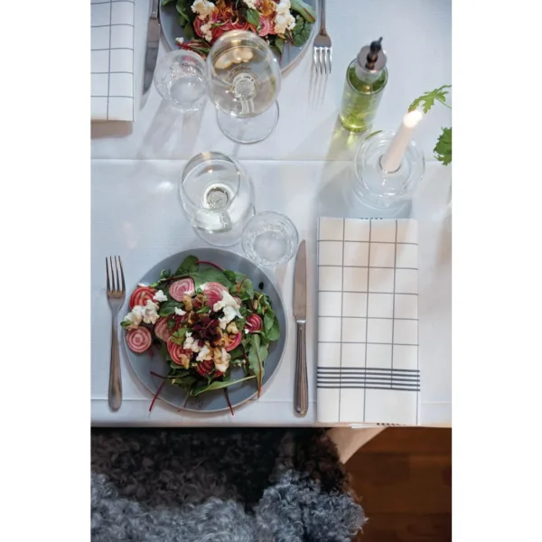 Duni Bistro Towel Napkin 38x54cm in Granite Grey Check on White (Pack 250)