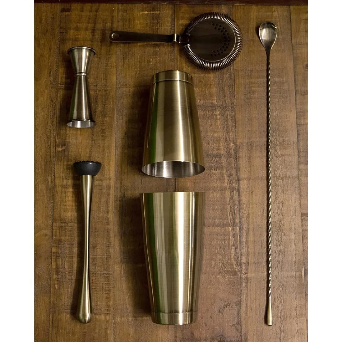 Beaumont Antique Brass Plated Boston Can Set 511/795ml - Image 2