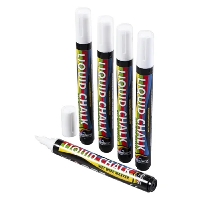 Beaumont Chisel Liquid Chalk Pen White 5mm (5 Pack) - Image 2