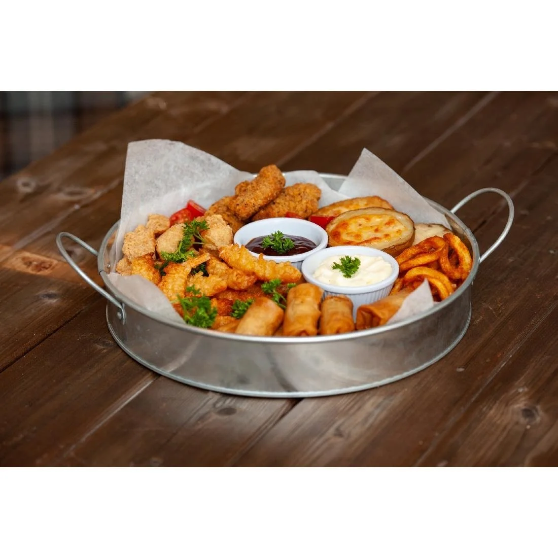 Beaumont Galvanised Tin Serving Platter Round 304mm - Image 2