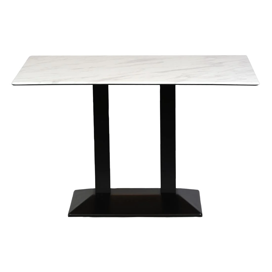 Turin Metal Base Rectangle Dining Table with Laminate Top in Marble - Image 2