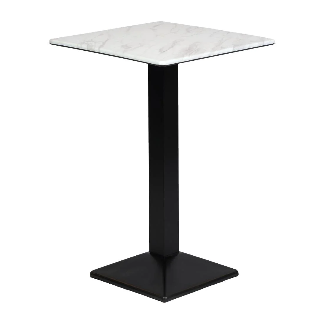 Turin Metal Base 700mm Square Poseur Table with Laminate Top in Marble - Image 2