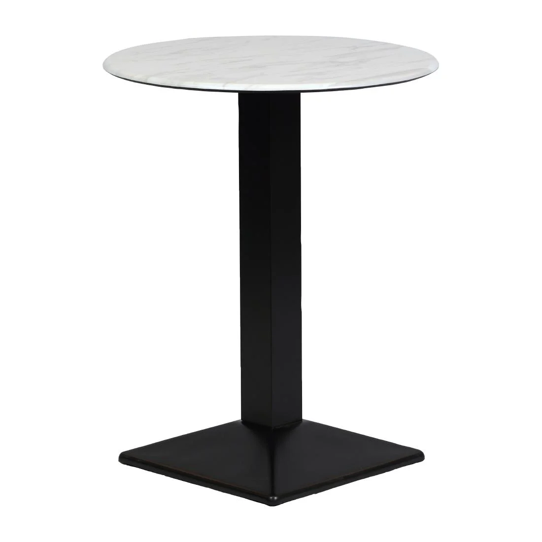 Turin Metal Base 600mm Round Poseur Table with Laminate Top in Marble - Image 2