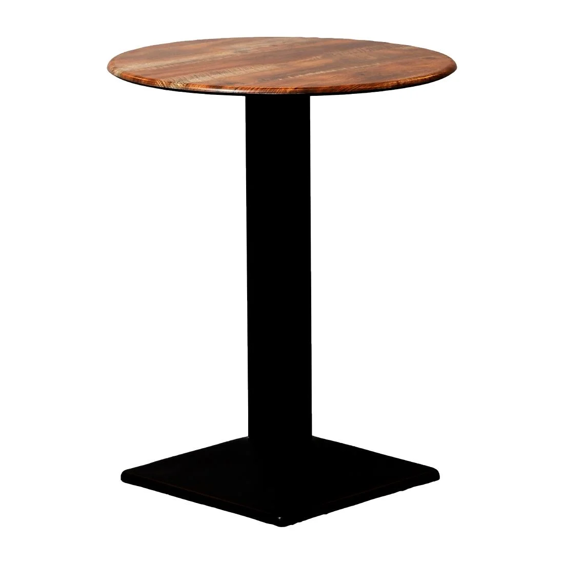 Turin Metal Base 600mm Round Poseur Table w/Laminate Top in Planked Oak - Image 2