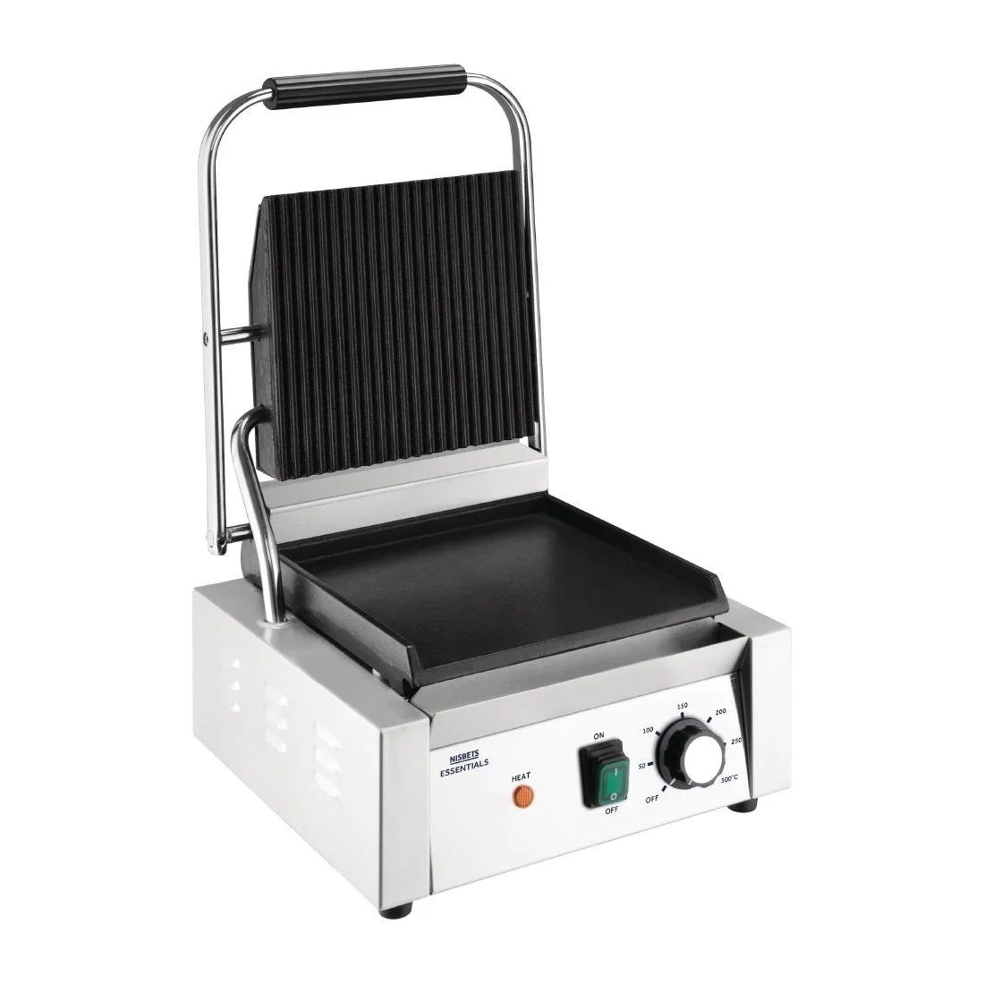 Nisbets Essentials Single Cast Iron Plate Contact Grill (Ribbed/Flat) - 1.8kW - Image 8