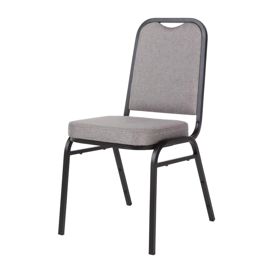 Bolero Steel Banqueting Chair Square Back with Grey Plain Cloth Pack 4