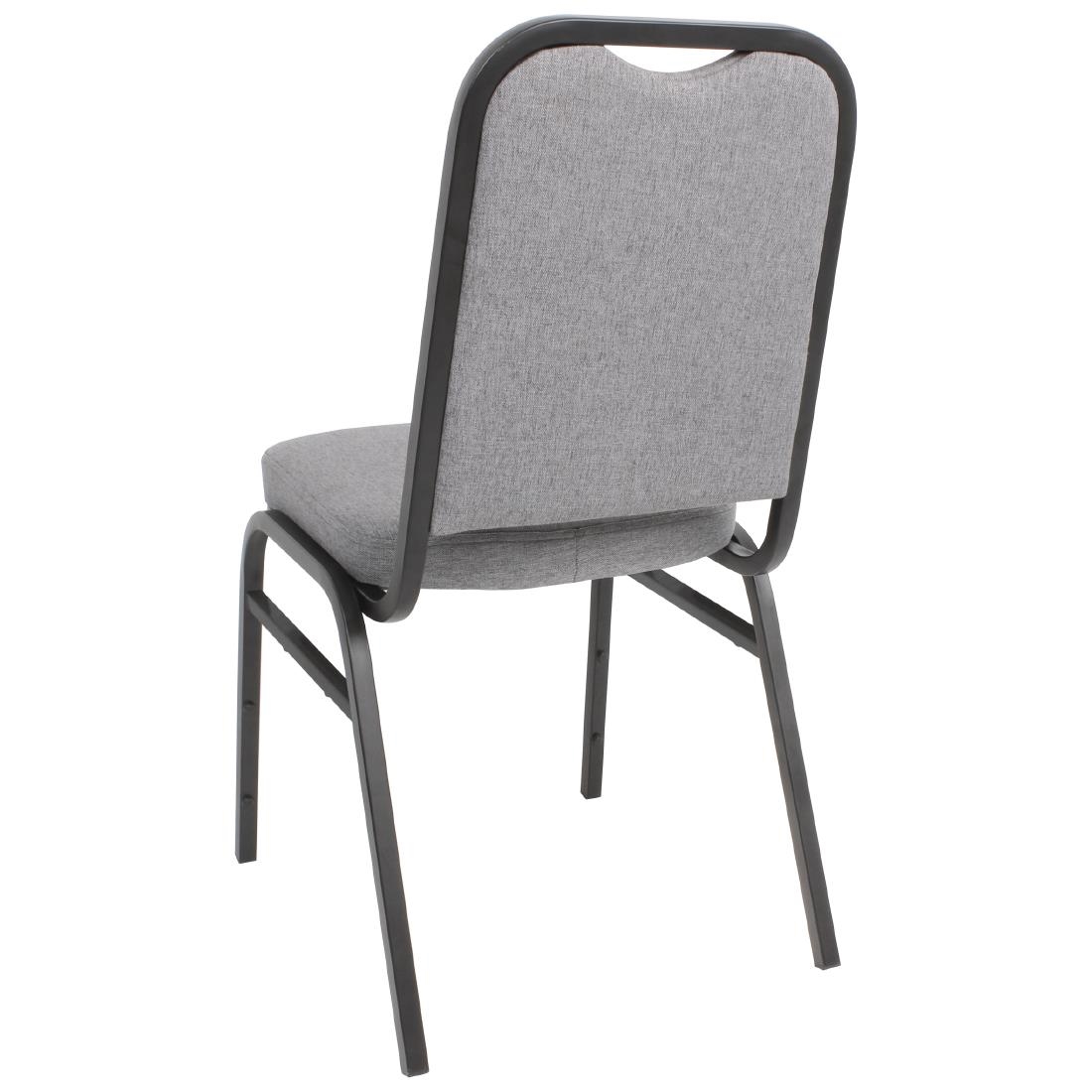 Bolero Steel Banqueting Chair Square Back with Grey Plain Cloth Pack 4