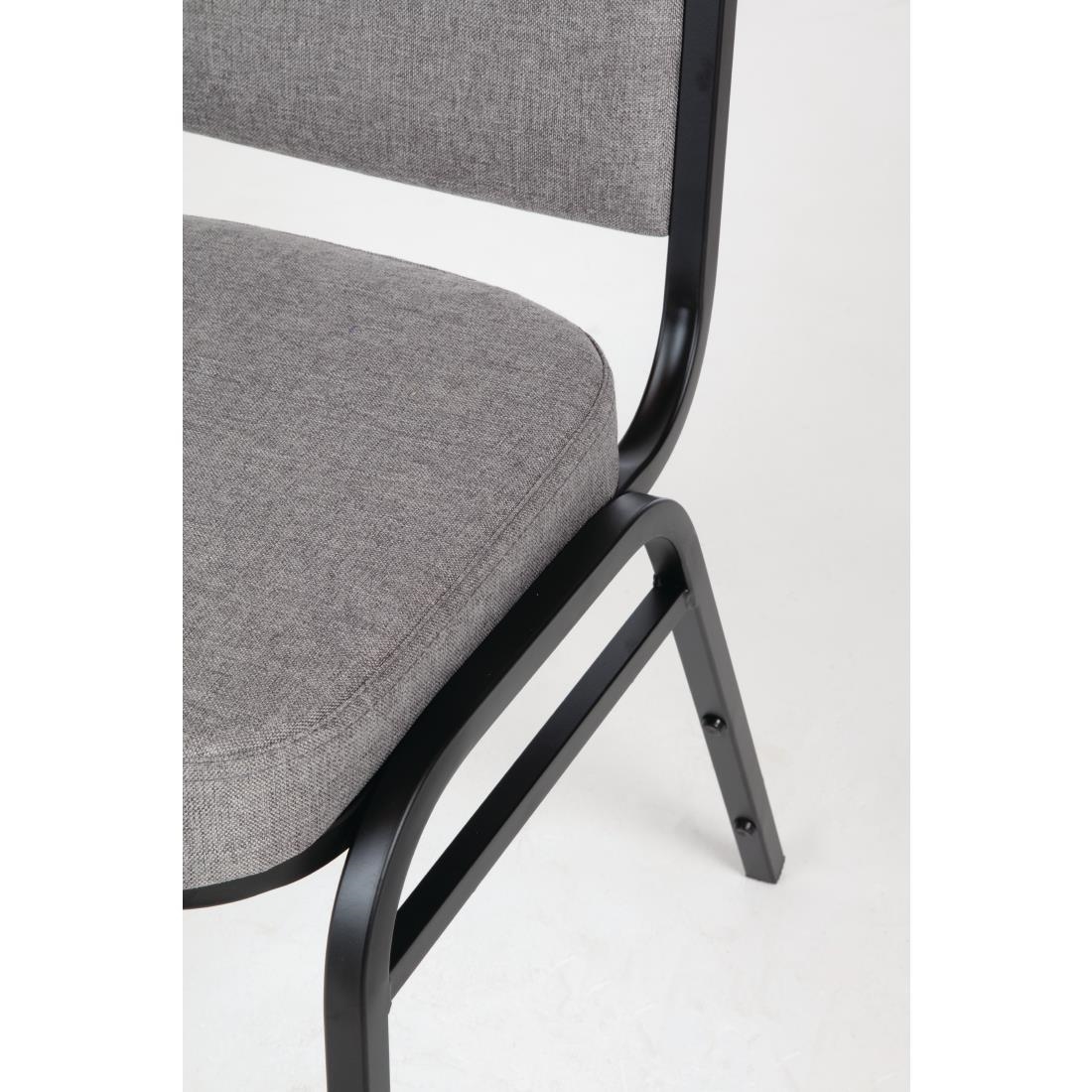 Bolero Steel Banqueting Chair Square Back with Grey Plain Cloth Pack 4