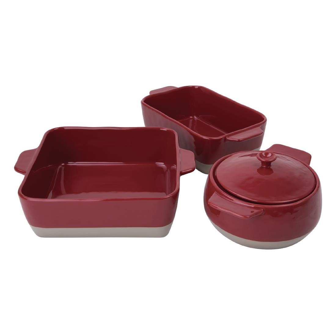 Olympia Red And Taupe Ceramic Roasting Dish ⅓GN