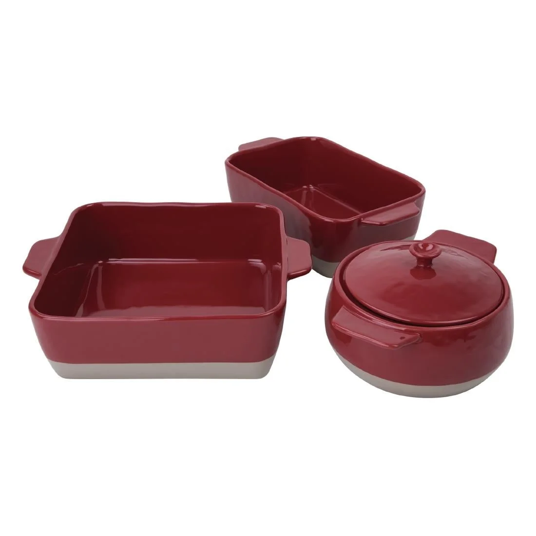 Olympia Red And Taupe Ceramic Roasting Dish ½GN - Image 2