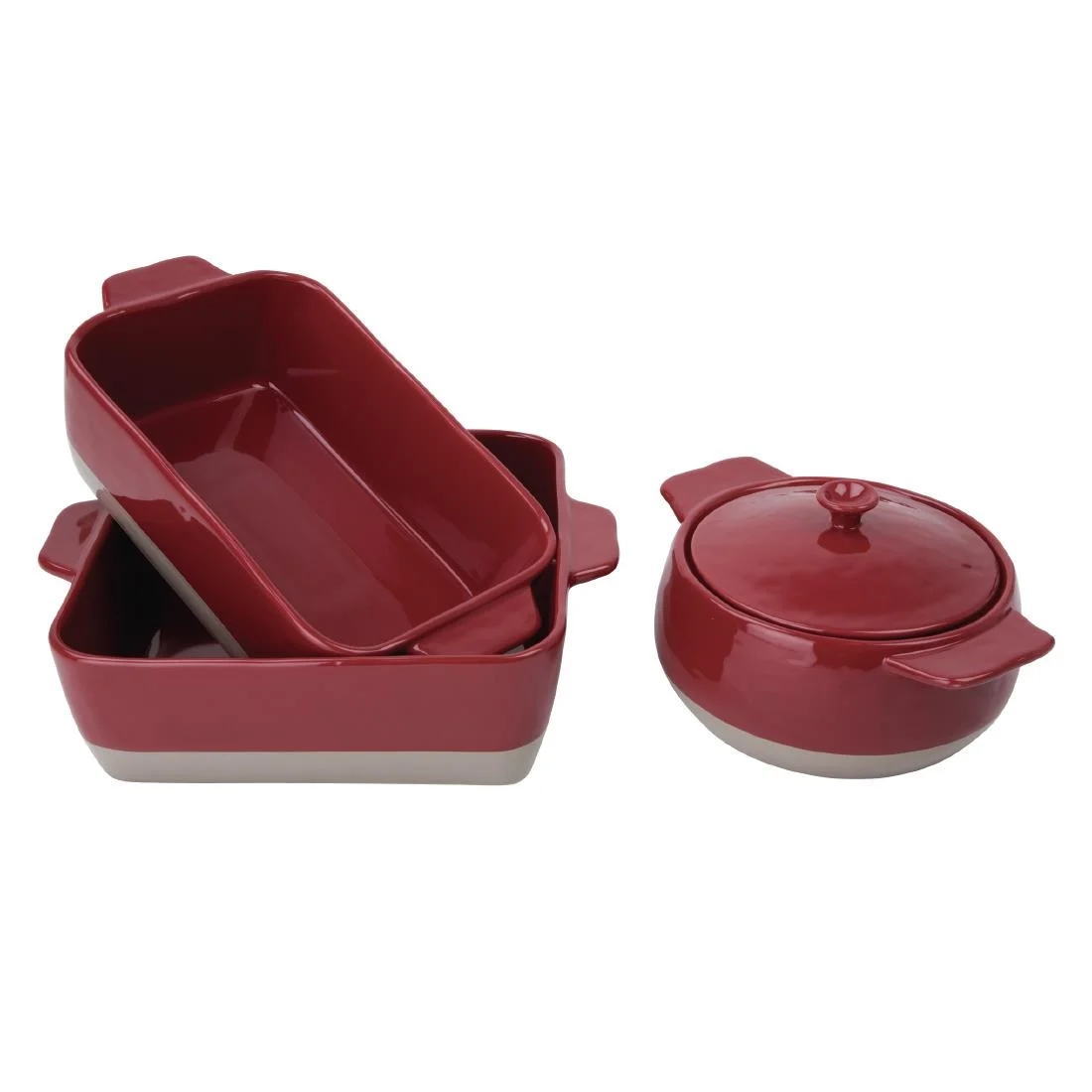 Olympia Red And Taupe Ceramic Roasting Dish ½GN