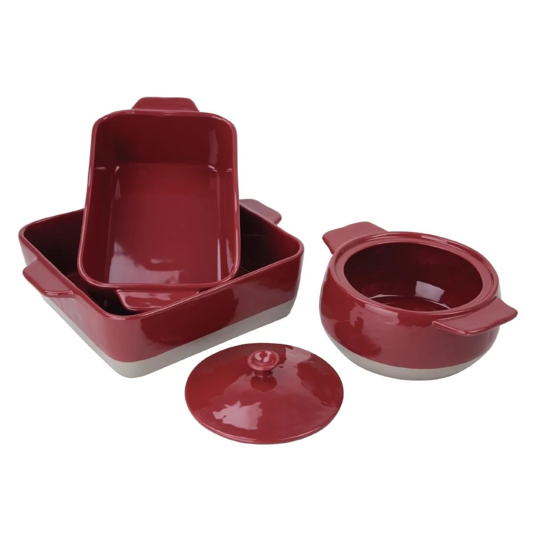 Olympia Red And Taupe Ceramic Roasting Dish ½GN - Image 4