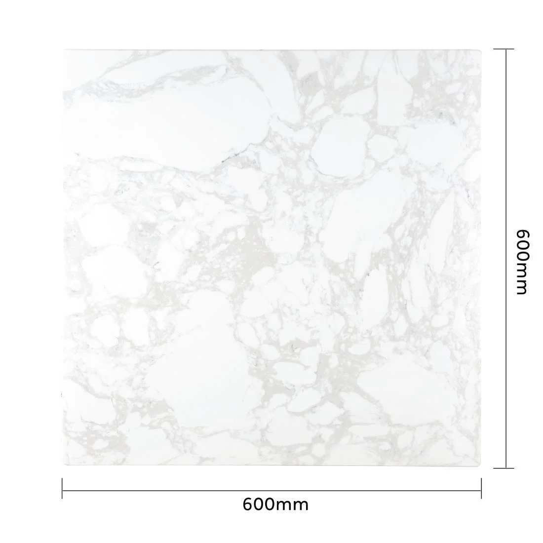 Bolero Square Marble Effect Tabletop White 600mm - Image 5