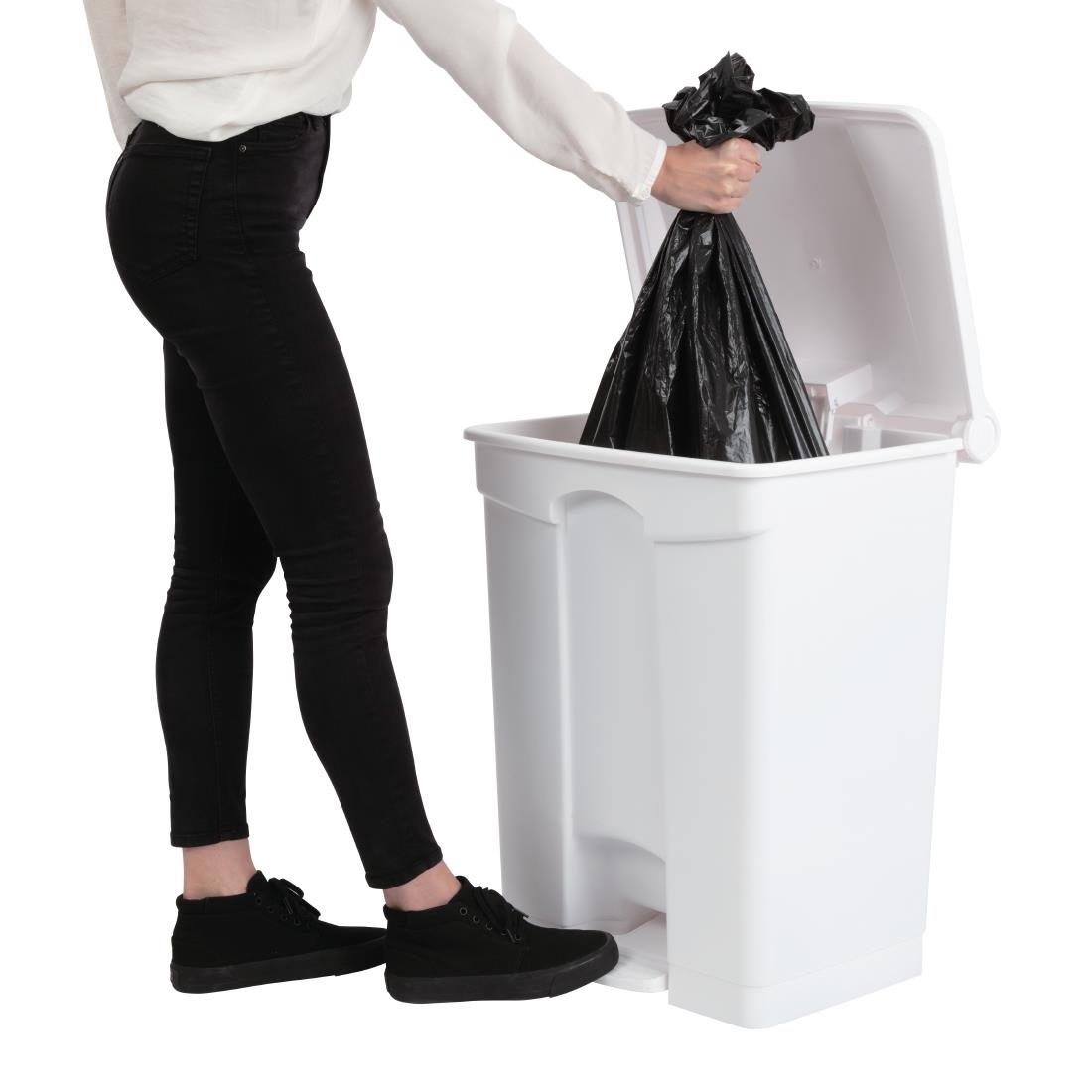 Jantex Kitchen Pedal Bin White 65Ltr