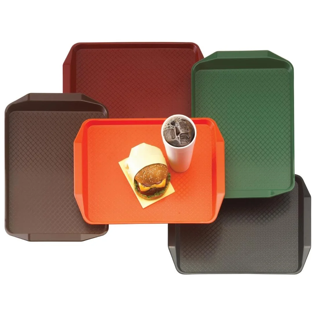 Cambro Polypropylene Handled Fast Food Tray Red 430mm - Image 2