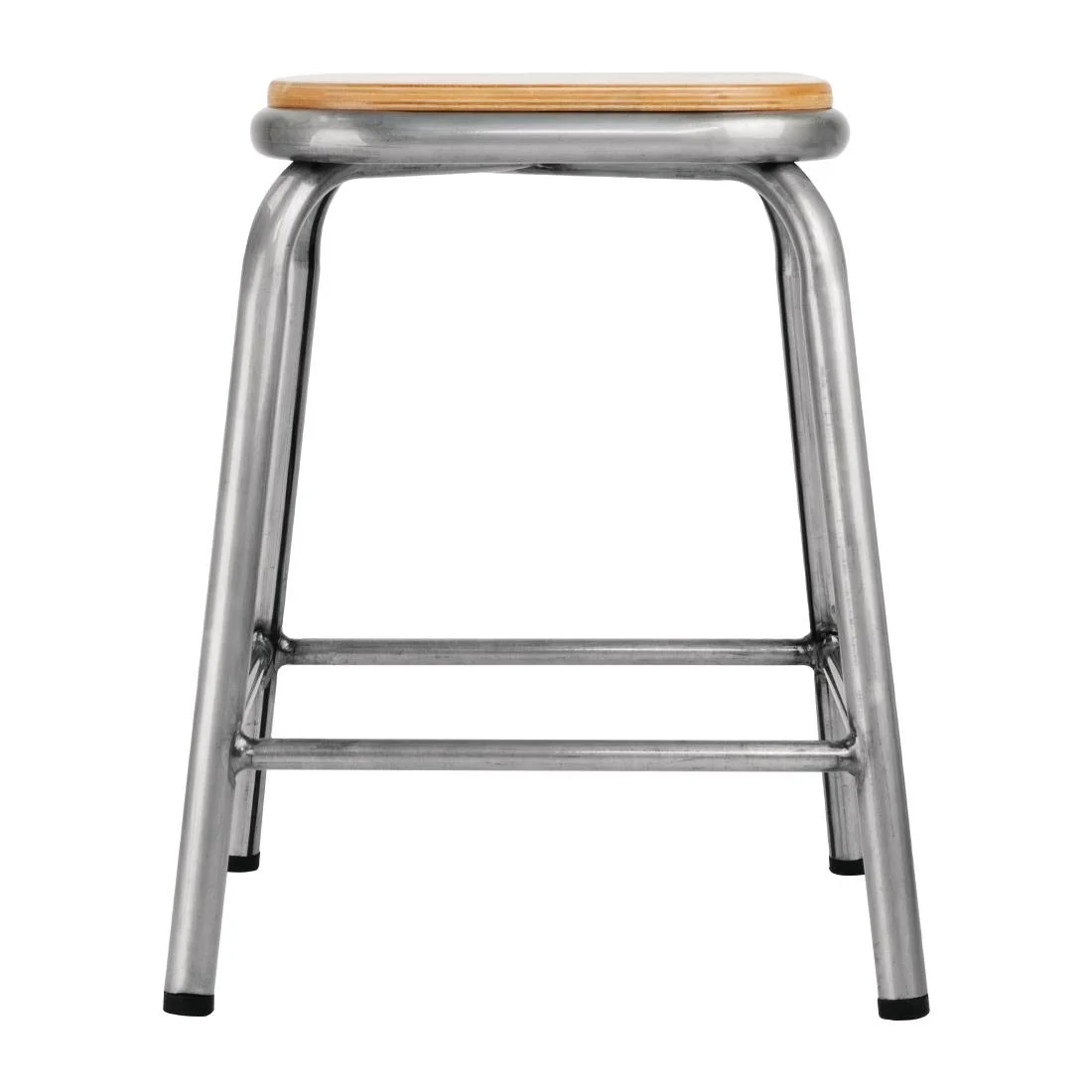 Bolero Galvanised Steel Low Stools with Wooden Seatpad (Pack of 4) - Image 5