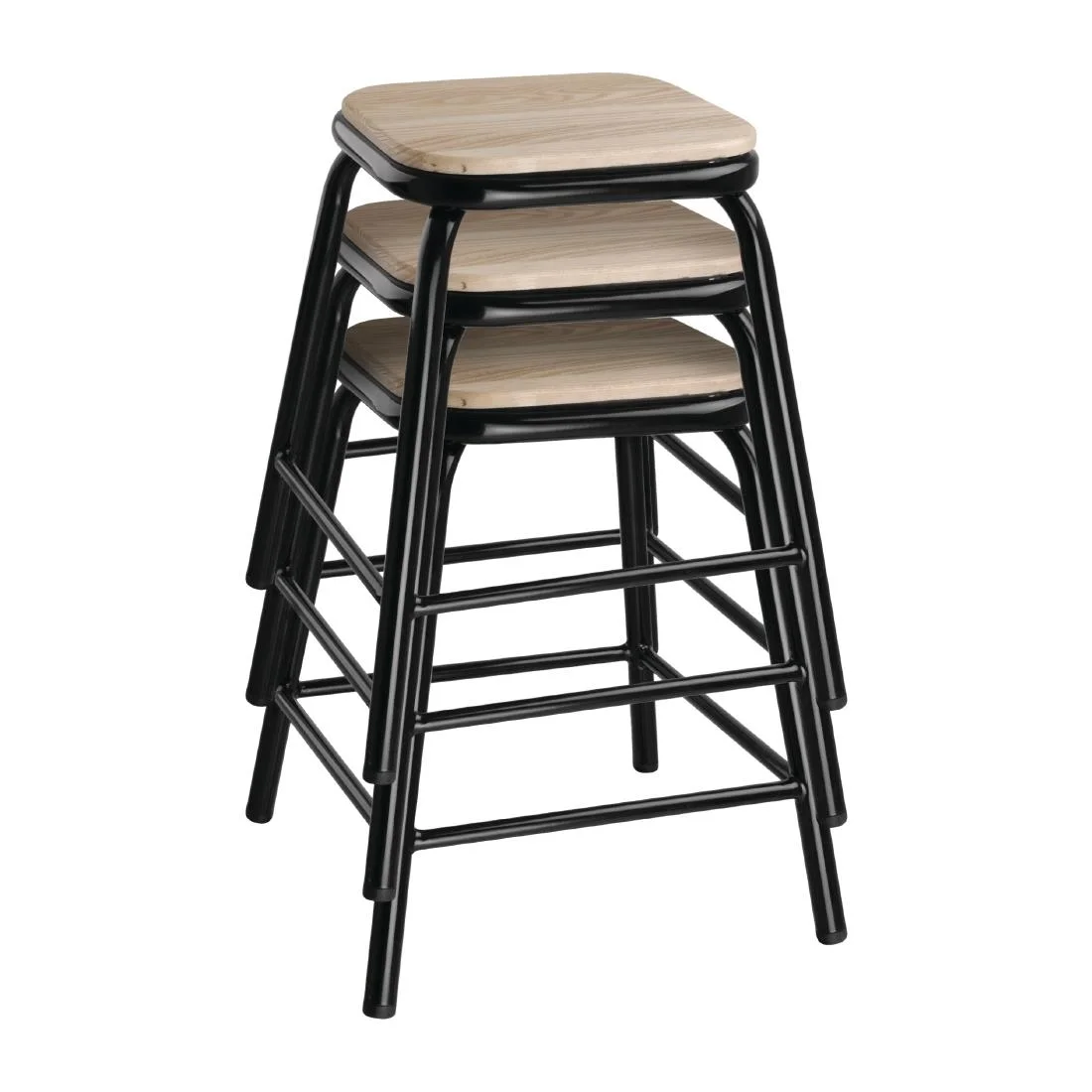 Bolero Cantina Low Stools with Wooden Seat Pad Black (Pack of 4) - Image 8
