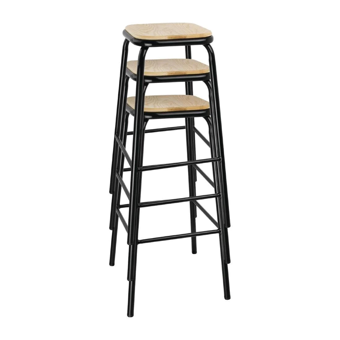 Bolero Cantina High Stools with Wooden Seat Pad Black (Pack of 4) - Image 9