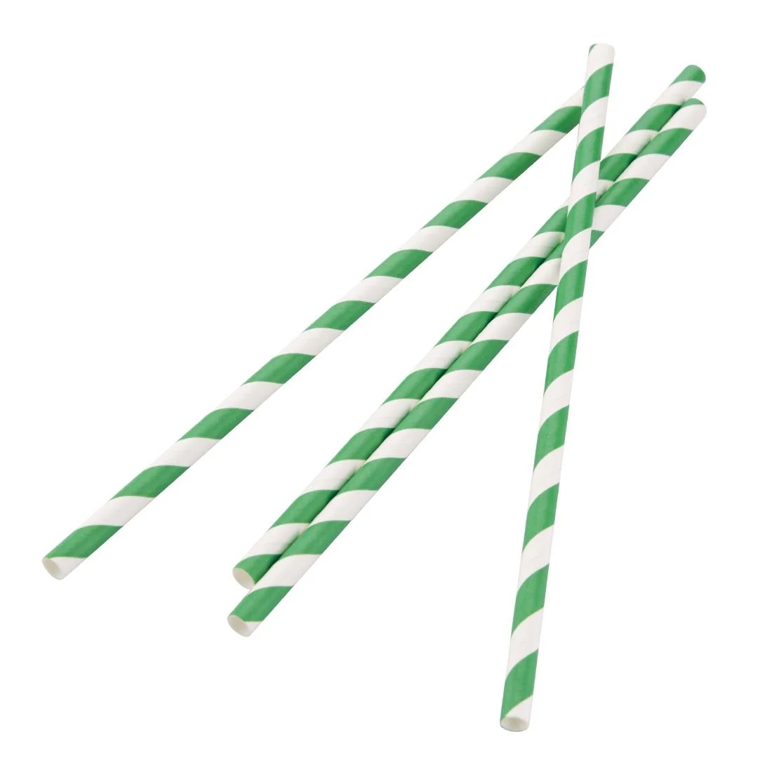 Fiesta Compostable Paper Straws Green Stripes (Pack of 250) - Image 3