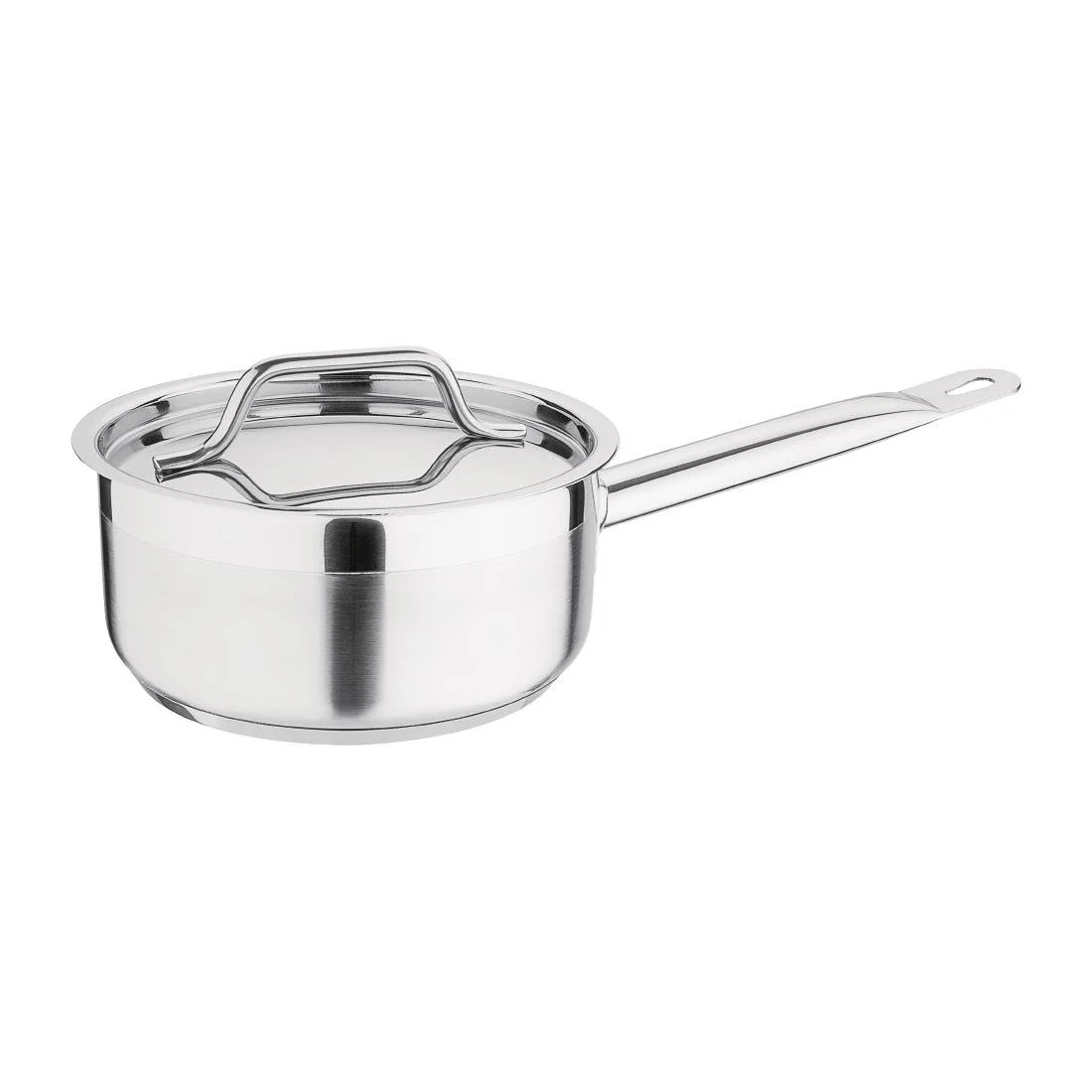 Nisbets Essentials Stainless Steel Saucepan with Lid 16cm - Image 1