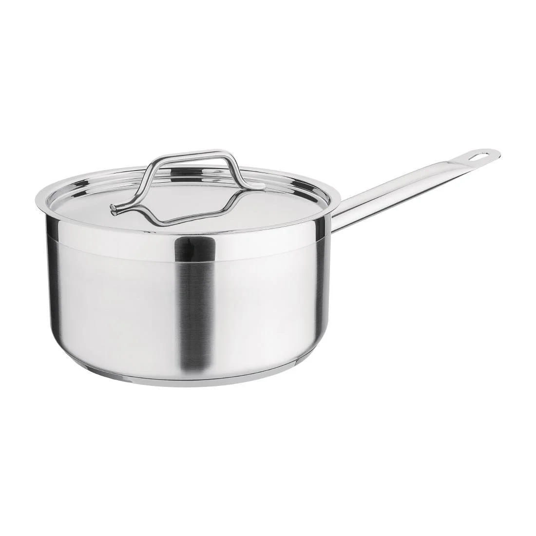 Nisbets Essentials Stainless Steel Saucepan with Lid 20cm - Image 1