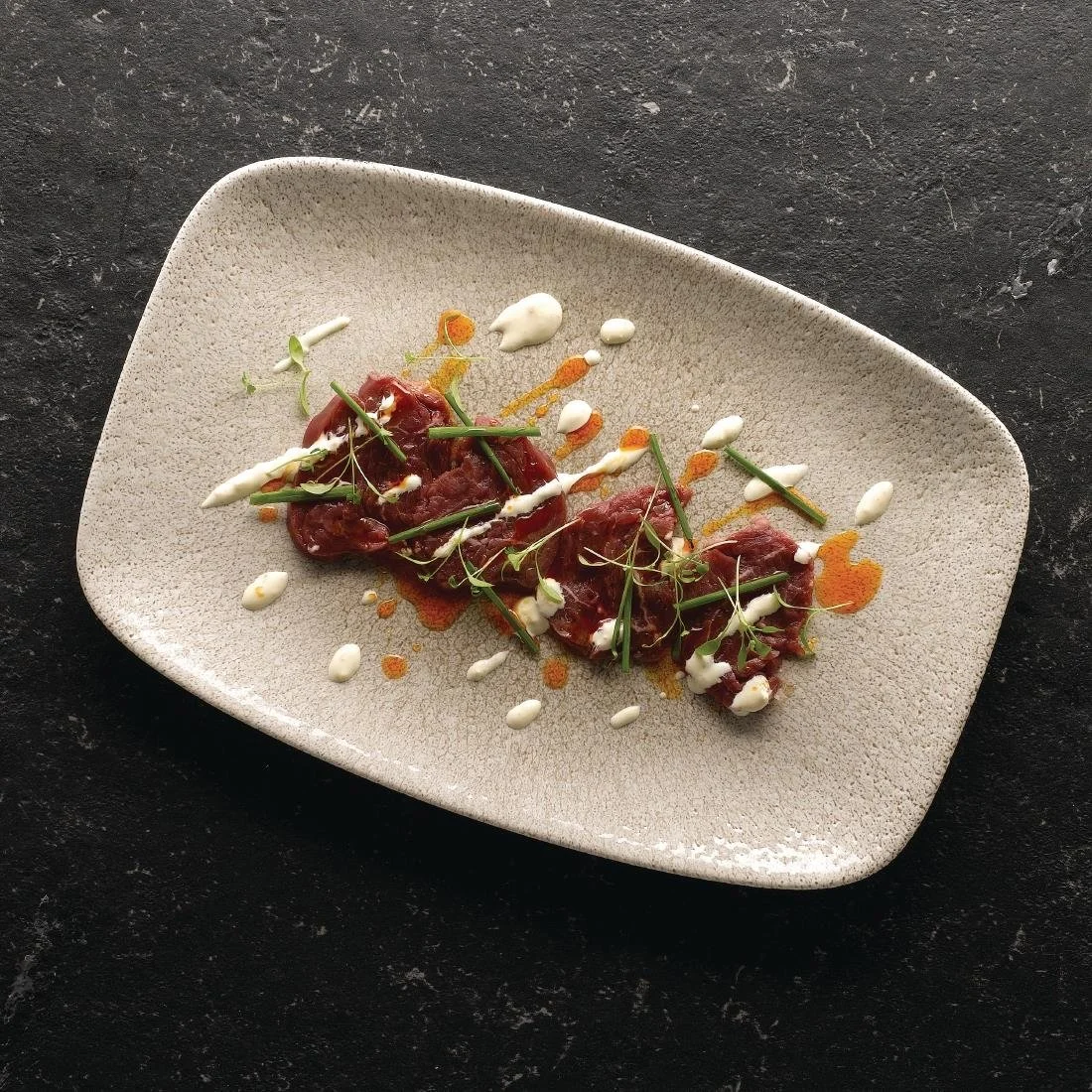 Churchill Raku Oblong Chef Plates Agate Grey 157 x 237mm (12 Pack) - Image 3
